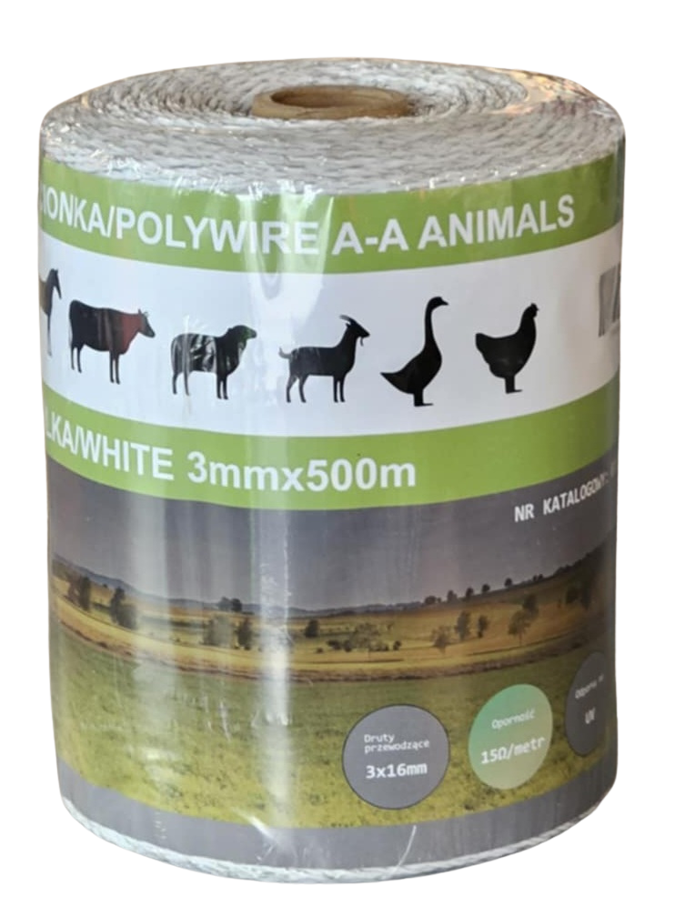 Plecionka ogrodzeniowa biała Animals Basic 500 m - Cavalo